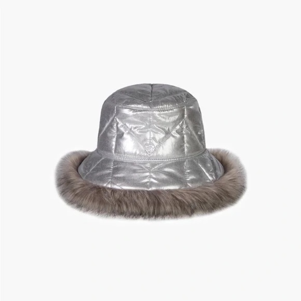 Eric Javits Silver Invincible Winter Puffer Bucket Hat NWT